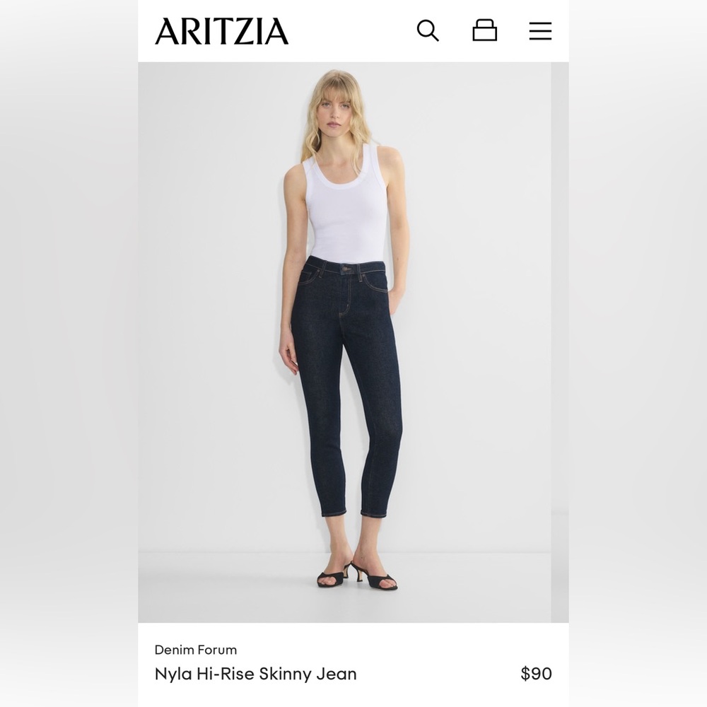 Aritzia Nyla Hi rise skinny jeans. Size 25. NWT. Never worn